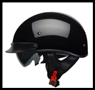 VEGA WARRIOR HALF HELMET WITH DROP DOWN SUN SHIELD - GLOSS BLACK