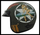 VEGA X390 OPEN FACE HELMET WITH 3 SNAP VISOR AND DROP-DOWN SUNSHIELD - BOMBS AWAY GRAPHIC