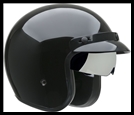 VEGA X390 OPEN FACE HELMET WITH 3 SNAP VISOR AND DROP-DOWN SUNSHIELD - GLOSS BLACK